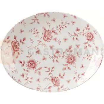 Talíř Oválný talíř zdobený hnědými květy 31 x 25,4 cm, bílý | CHURCHILL, Vintage Prints