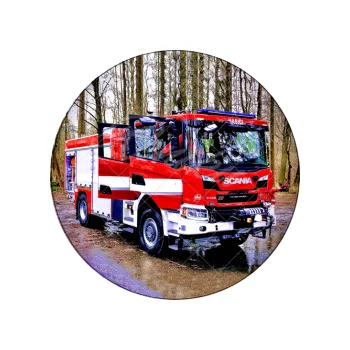 Jedlá dekorace na dort HASICKÉ AUTO, VARIANTA Jedlý papír 1109