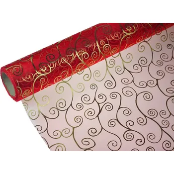 Party dekorace Organza 39cm x 8m ornament červená
