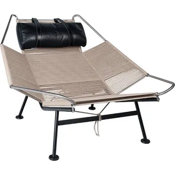 Křeslo Křeslo PP Møbler Flag Halyard Chair PP225 černé podnoží přírodní výplet záhlavník černá kůže