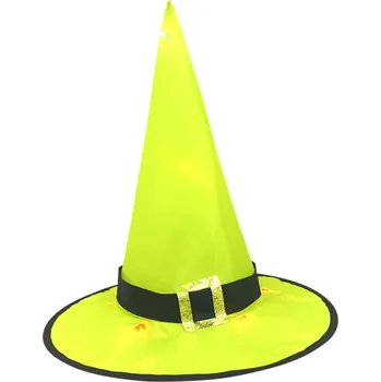 Karnevalový doplněk Čarodějnický klobouk s LED světlem Barva: Žlutý