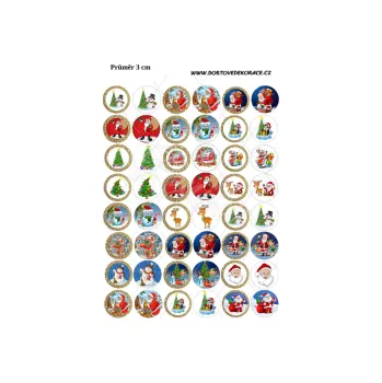 Jedlá dekorace na dort VÁNOČNÍ zlaté, VARIANTA Jedlý papír 1088