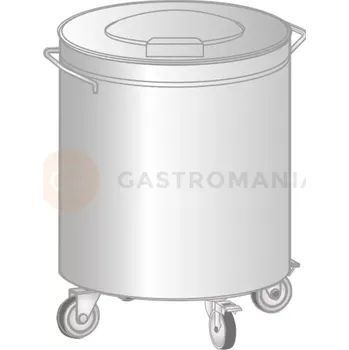 Nádoba na led Pojízdný odpadkový koš z nerezové oceli 50 l, 380x605 mm | DORA METAL, DM-3415