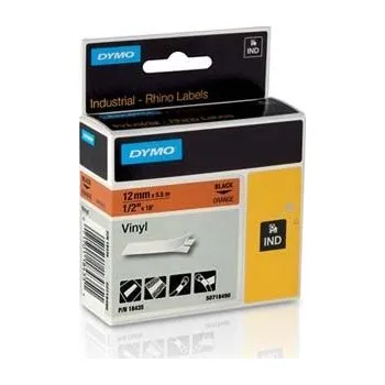 Pásek do tiskárny Dymo, originální páska do tiskárny štítků, 18435, S0718490, černý tisk/oranžový podklad, 5.5m, 12mm, RHINO vinylová profi D1