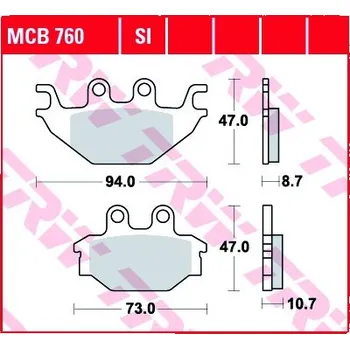 Brzda pro motocykl Zadní brzdové destičky TRW / Lucas TGB 425 Blade SE 2007 - 2010 směs SI