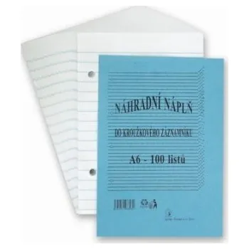 Náhradní listy do kroužkového bloku A6 linka, 2 dírky