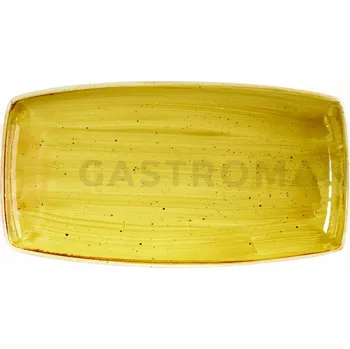 Obdélný servírovací talíř hořčicový, ručně zdobený 29,5 cm x 15 cm | CHURCHILL, Stonecast Mustard Seed Yellow