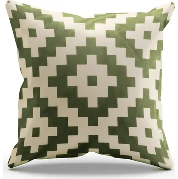 Polštář Milujeme Kameny Povlak na polštář - geometrický vzor - šedozelený 83157