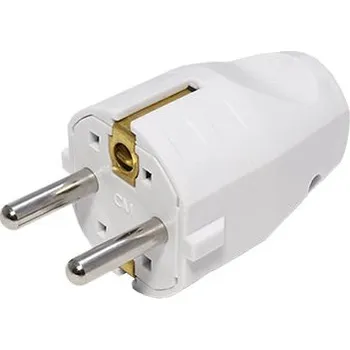 Elektrický konektor BACHMANN Konektor síťový 250V/16A, samec, CEE 7/7, na kabel, bílý (910.200) - 19.07.3966