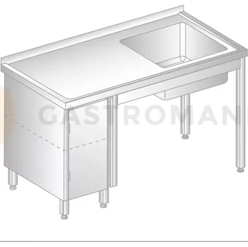 Nerezový dřez Stůl přístěnný z nerezové oceli s dřezem a skříňkou 1200x700x850 mm | DORA METAL, DM-3011