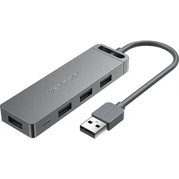 USB hub Vention 4-Port USB 2.0 Hub with Power Supply 0.15m Gray