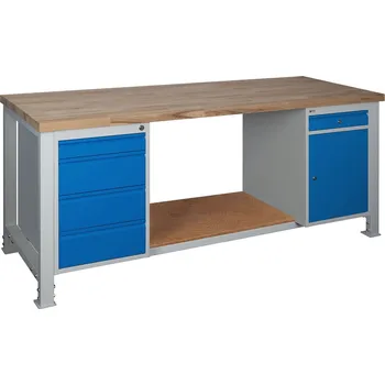 Dílenský stůl DÍLENSKÝ STŮL MASTER 2000 mm + zásuvkový kontejner + skříňka se zásuvkou IG260