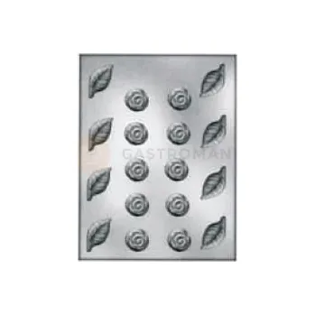 Výrobník cukrové vaty Forma na pralinky a čokoládky - růže s lístky, 18x - 9013069 Rose e Foglie | SILIKOMART, EasyChoc