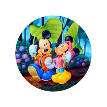 Jedlá dekorace na dort MICKEY A MINNIE v dešti, VARIANTA Jedlý papír 924