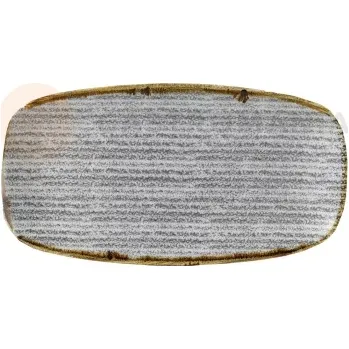 Talíř Obdélný talíř, bílo-šedý 35 x 18,5 cm | CHURCHILL, Homespun Style Stone Gray
