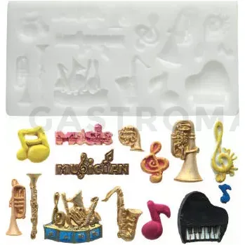 Výroba svíčky Forma na cukrovou hmotu SLK 272 - hudební nástroje, 28x25 mm | SILIKOMART, Sugarflex Music