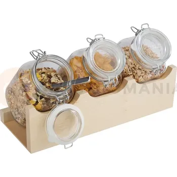 Sklenice Sada 3 sklenic na dřevěném podstavci, wenge | APS, Good Morning