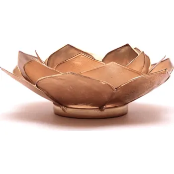 Svícen Milujeme Kameny Svícen – lotosový květ – béžový perleťový se zlatým okrajem 44913