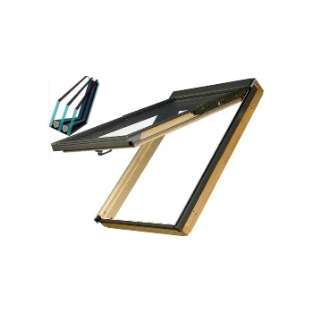 Okno Výklopně - kyvné dřevěné střešní okno 3 skla FAKRO FPP-V U5 rozměr: 55x98 cm