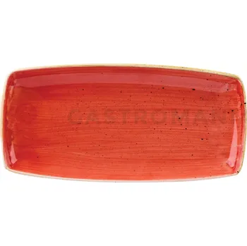 Talíř Obdélníkový servírovací talíř červený, ručně zdobený 35 cm x 18,5 cm | CHURCHILL, Stonecast Berry Red