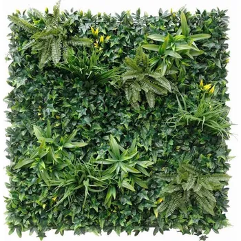 umělá květina ZELENÁ STĚNA mix džungle - POŽÁRNÍ TŘÍDA B, dílec 100 x 100 cm (Realistická zelená stěna mix Jungle s POŽÁRNÍ TŘÍDOU B o rozměru 100 x 100 cm)