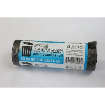 Pytle na odpadky Sáček do koše 60l, 63 x 74cm, 7µm, černý / 50ks