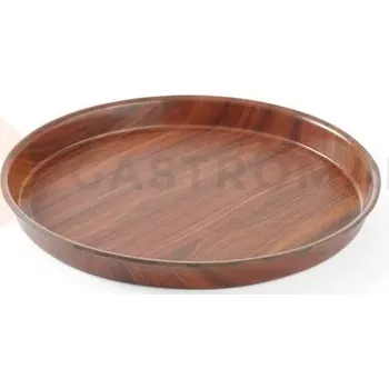 Podnos protiskluzový, kulatý s vysokým okrajem, ořech 420x30mm | AMERBOX, Montana