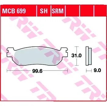 Brzda pro motocykl Zadní brzdové destičky TRW / Lucas Yamaha YP 250 R X-Max 2005 - 2009