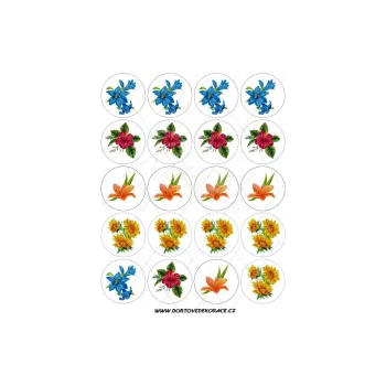 Jedlá dekorace na dort KVĚTY, VARIANTA Jedlý papír 1465