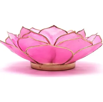 Svícen Milujeme Kameny Svícen - lotosový květ - růžový se zlatým okrajem 44888