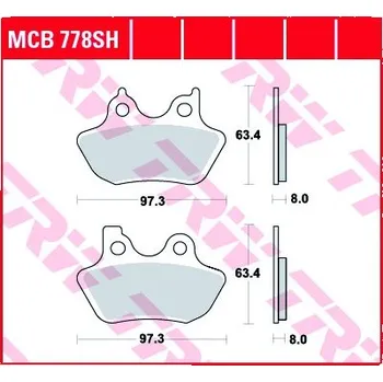 Brzda pro motocykl Zadní brzdové destičky TRW / Lucas Harley-Davidson VRSCB 1130 V-Rod 2004 - 2005 směs SH