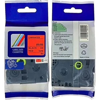 Pásek do tiskárny Kompatibilní páska s Brother HGe-461, 36mm x 8m, černý tisk / červený podklad, vysokorychlostní