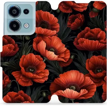 Pouzdro na mobilní telefon Flipové pouzdro Mobiwear - Xiaomi Redmi Note 13 Pro 4G / Poco M6 Pro 4G - VP45S Temné červené květy (Knížkové flip pouzdro, obal, kryt na mobil Xiaomi Redmi Note 13 Pro 4G / Poco M6 Pro 4G - VP45S Temné červené květy, materiál Umělá kůže + TPU - ochrana)