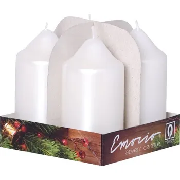 Emocio adventní válec 4ks 50x90 Perla bílé svíčky 4x140 gram 480 gram