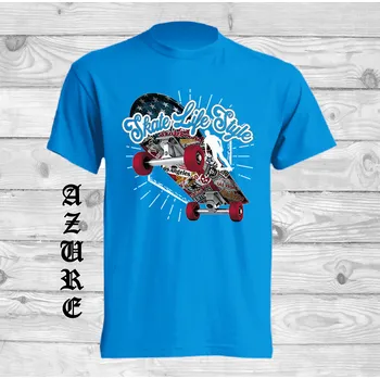 Chlapecké tričko detske-levne-bavlnene-tricko-potisk-Skate-style Barva: Azure - azurově modrá, velikost: 164