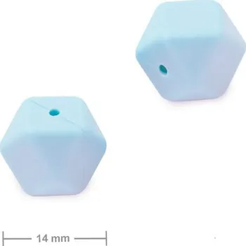 Dětské navlékací korálky Silikonové korálky hexagon 14 mm Pastel Blue