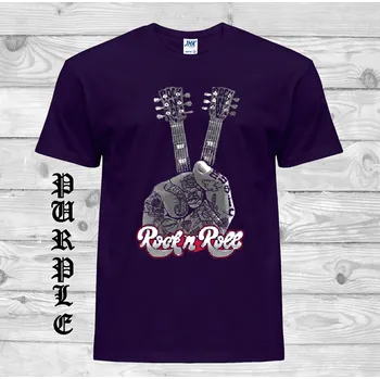 Chlapecké tričko detske-levne-bavlnene-tricko-potisk-hipie-rock-n-roll-kytary Barva: Purple - purpurová, velikost: 164