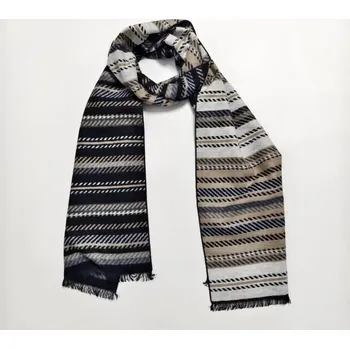 Šála Šála z česaného hedvábí pruhovaná šedo-černá oboustranná, HEDVÁBNÝ SVĚT