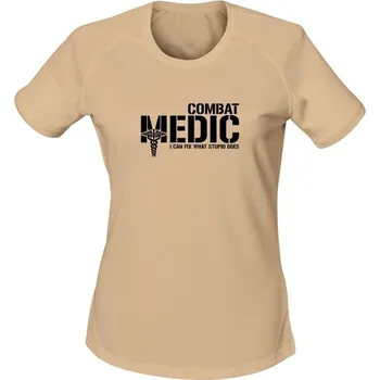 Dámské tričko Dámské funkční tričko Combat Medic - I can fix - písková
