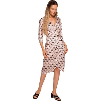 Dámské šaty Dámské zavinovací šaty M668 Béžovo-žlutá - Moe béžová-žlutá XXL