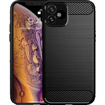 Pouzdro na mobilní telefon Ochranný silikonový obal karbon pro Apple iPhone 12 - černý