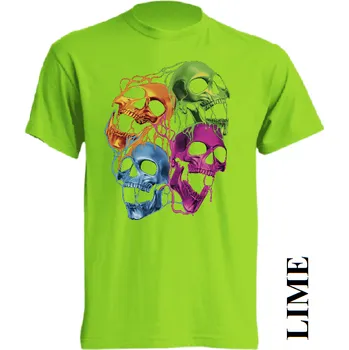 Chlapecké tričko detske-levne-bavlnene-tricko-potisk-vesele-lebky Barva: Lime - limetková, velikost: 152