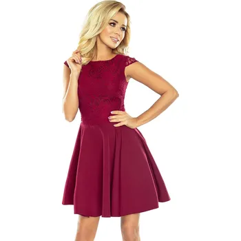 Dámské šaty Rozšířené šaty s krajkou v bordó barvě model 5488747 XXL