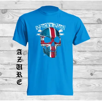 Chlapecké tričko detske-levne-bavlnene-rockove-tricko-potisk-anglicka-lebka Barva: Azure - azurově modrá, velikost: 164