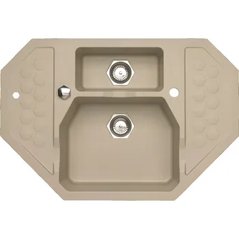 Granitový dřez Alveus Sensual 60 Granitový dřez rohový 900X610 mm + pop-up sifon, pebble, 1108256