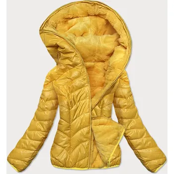 Žlutá krátká oboustranná dámská bunda pro přechodné období (M832A) odstíny žluté S (36)