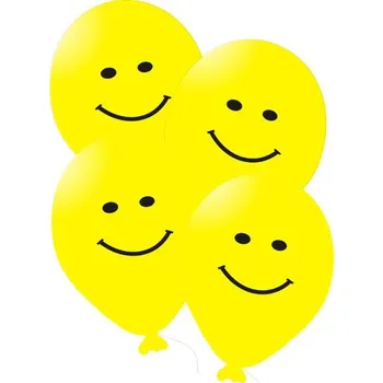 Balónek Balonky s potiskem smajlik 5ks žluté -
