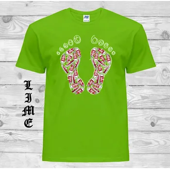 Chlapecké tričko detske-levne-bavlnene-tricko-potisk-stopy-tenisky Barva: Lime - limetková, velikost: 116