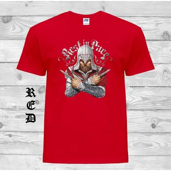 Chlapecké tričko detske-levne-bavlnene-tricko-potisk-Assassins-Creed Barva: Red - červená, velikost: 104