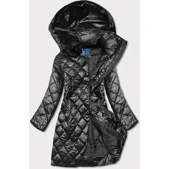 Černá dámská bunda s kožíškovým límcem (J9-068) odstíny černé L (40)